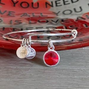 Alex and Ani Silver Ruby Charm Expandable Bracelet